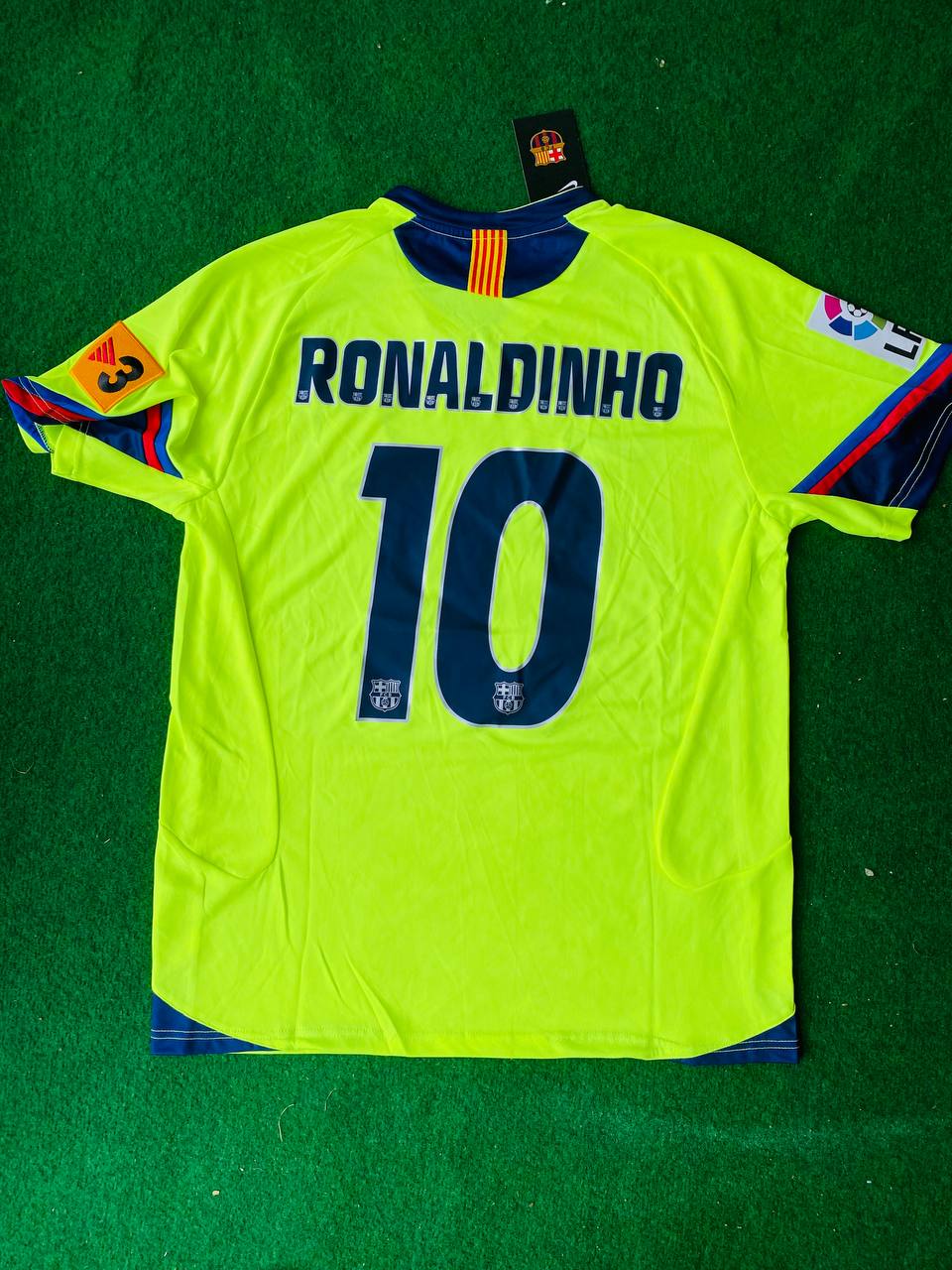 Ronaldinho Gaucho Barcelona 2005 2006 Green Yellow Retro Jersey – 7