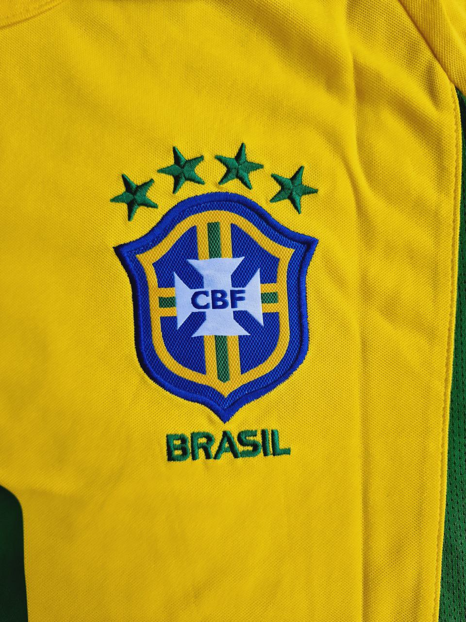 2002 Brazil World Cup Cafu #2 Winning Captain Retro Home Football Jersey – Detailed View
