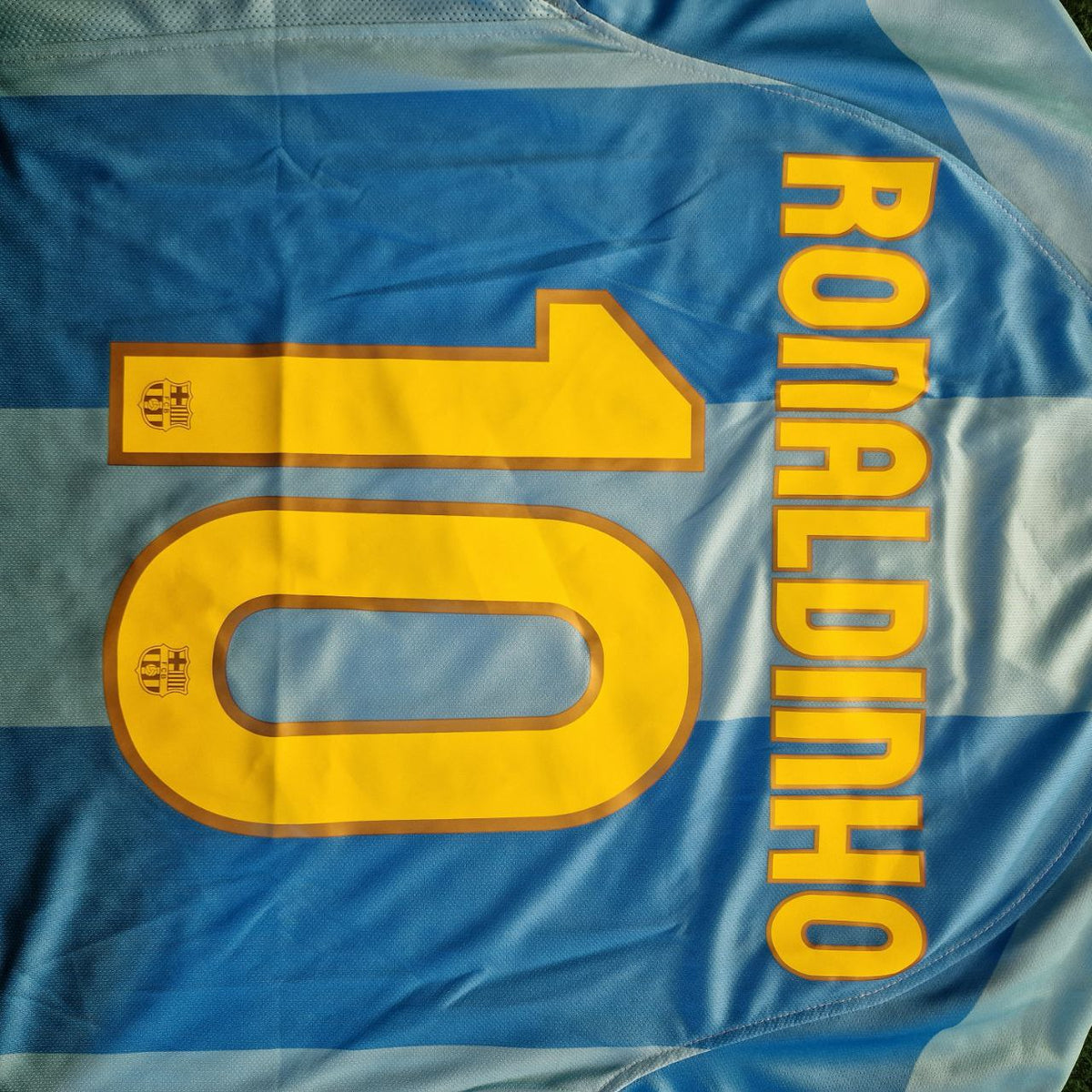 Ronaldinho Gaucho Barcelona 2008 Away Blue Retro Jersey Kit – 6