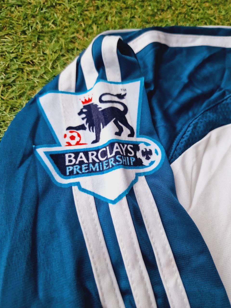 2007 Fernando Torres Liverpool White Blue Long Sleeve Retro Football Jersey Premier League Patch – 6