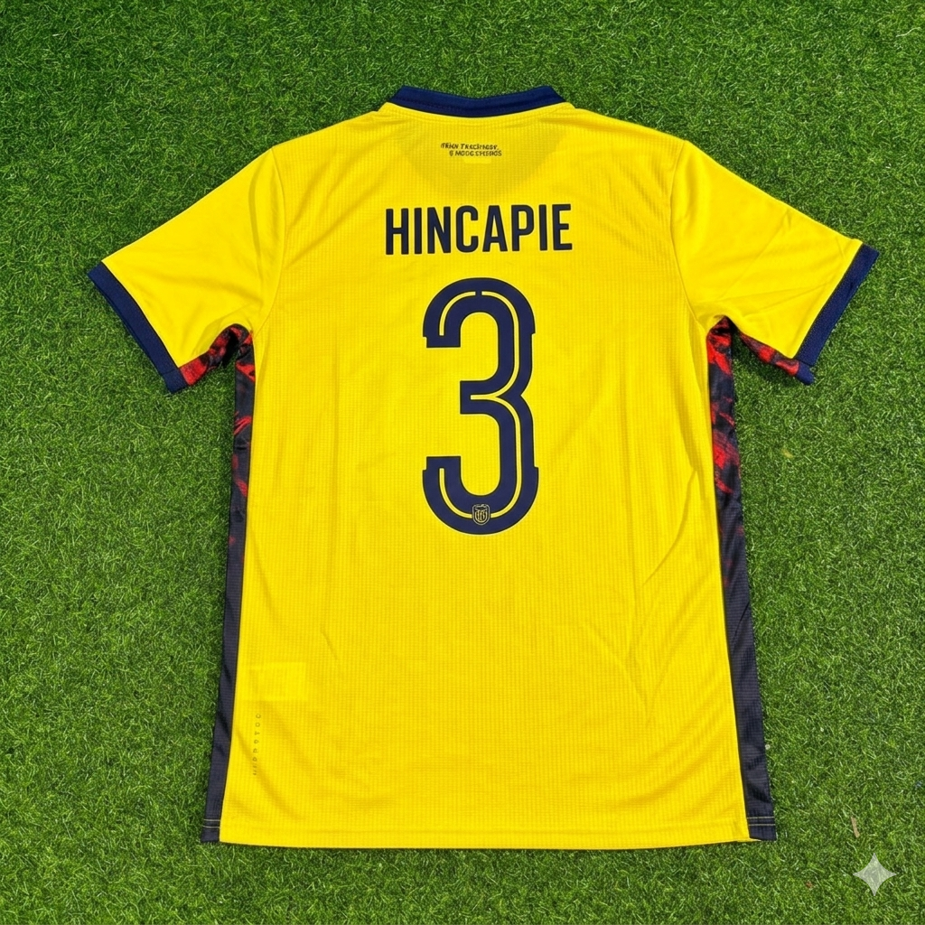 Piero Hincapié #3 Ecuador 2026 World Cup Football Jersey – Back View