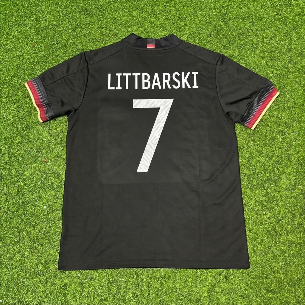 Pierre Littbarski #7 Germany Black Retro Football Jersey – Back View