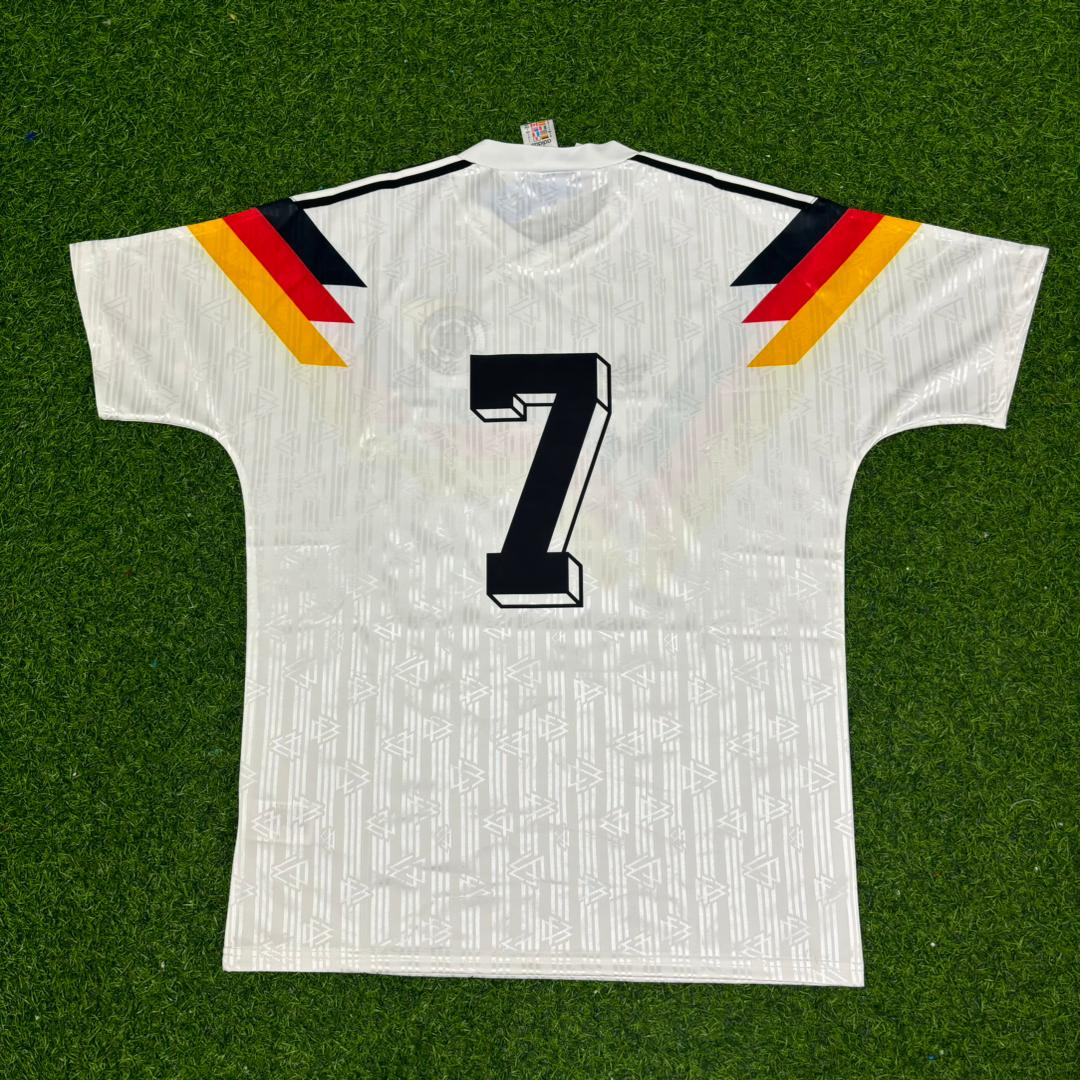 1990 Germany World Cup Pierre Littbarski Deutschland Retro Fußballtrikot – Back View