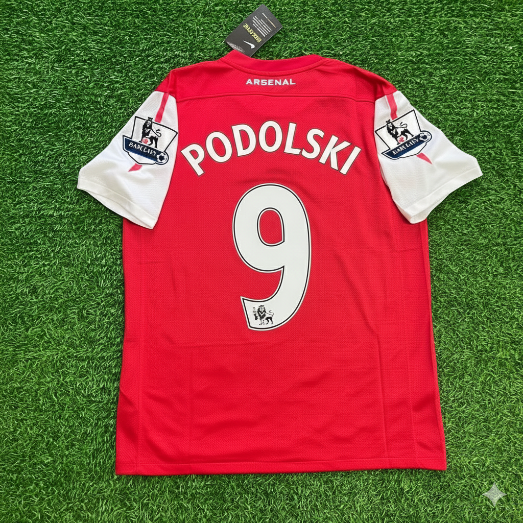 2011/12 Lukas Podolski Arsenal Retro Football Jersey – Detailed View