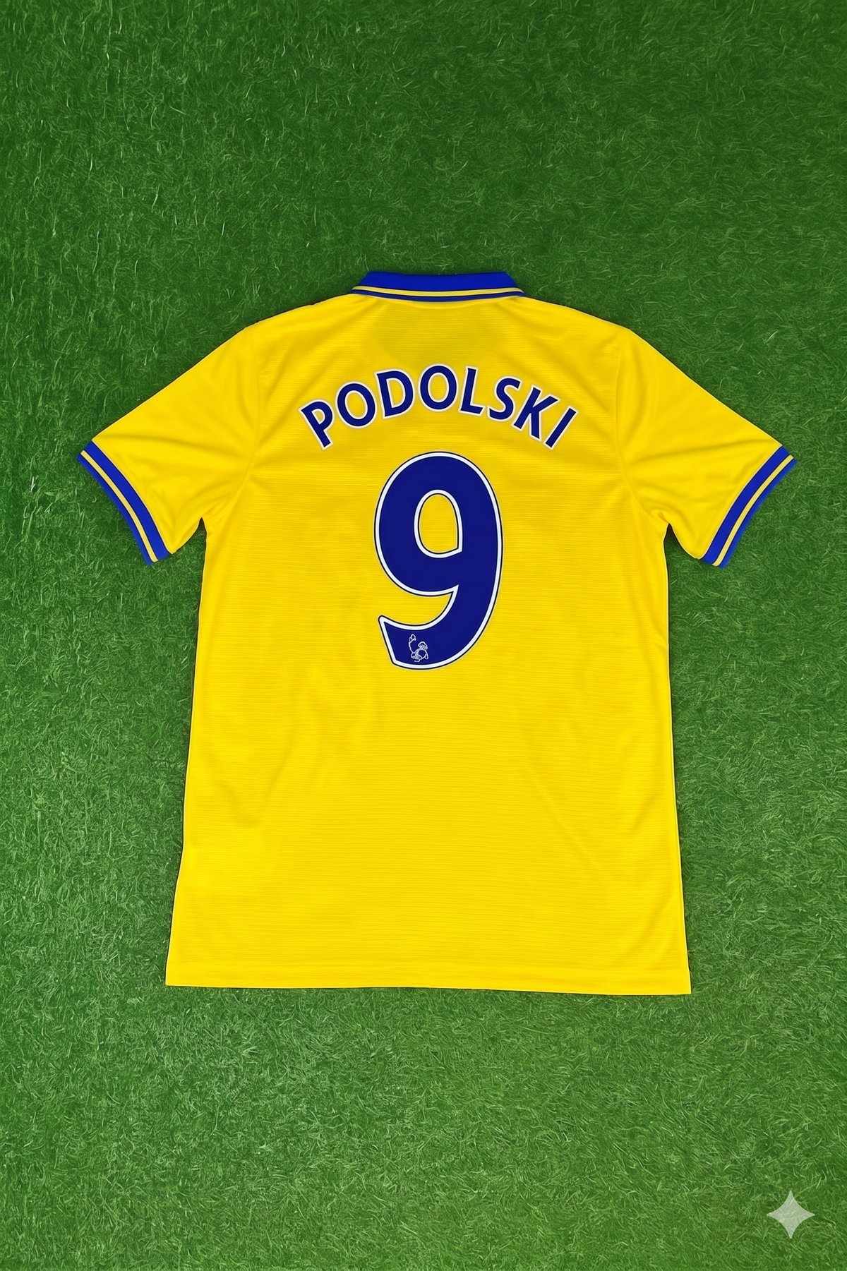 2013/14 Lukas Podolski Arsenal Yellow Retro Football Jersey – Back View