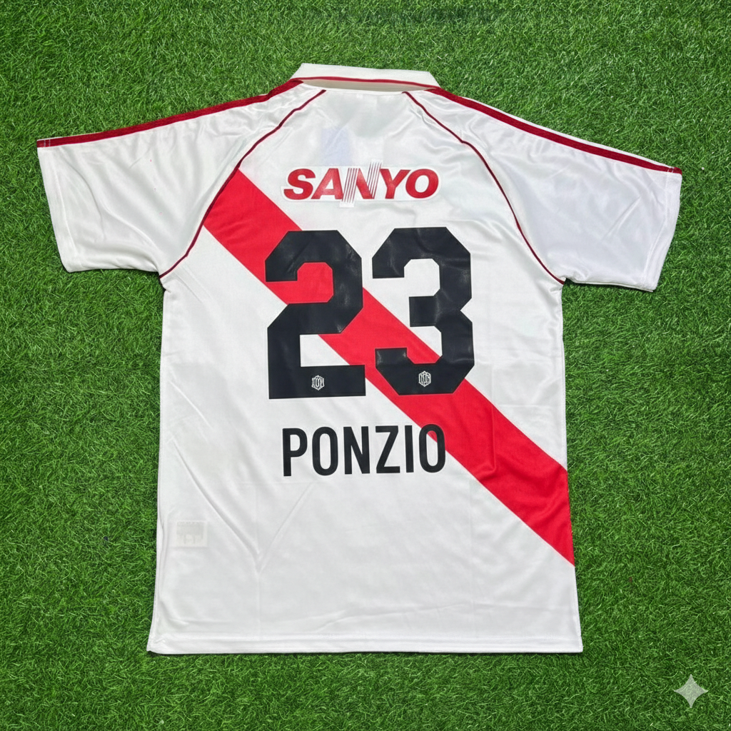 Leonardo Ponzio River Plate Retro Home Football Jersey – Back View