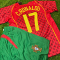 Cristiano Ronaldo Portugal 2004 Home Kids Kit – Kit Jersey for Children – | KinderTrikot | Enfant Personnalisable – Back View