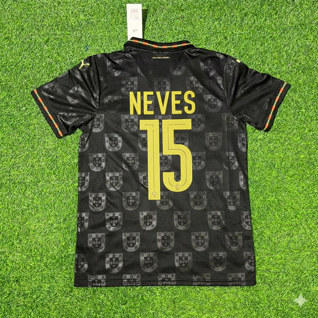 2025/26 João Neves Portugal Black Football Jersey – Back View