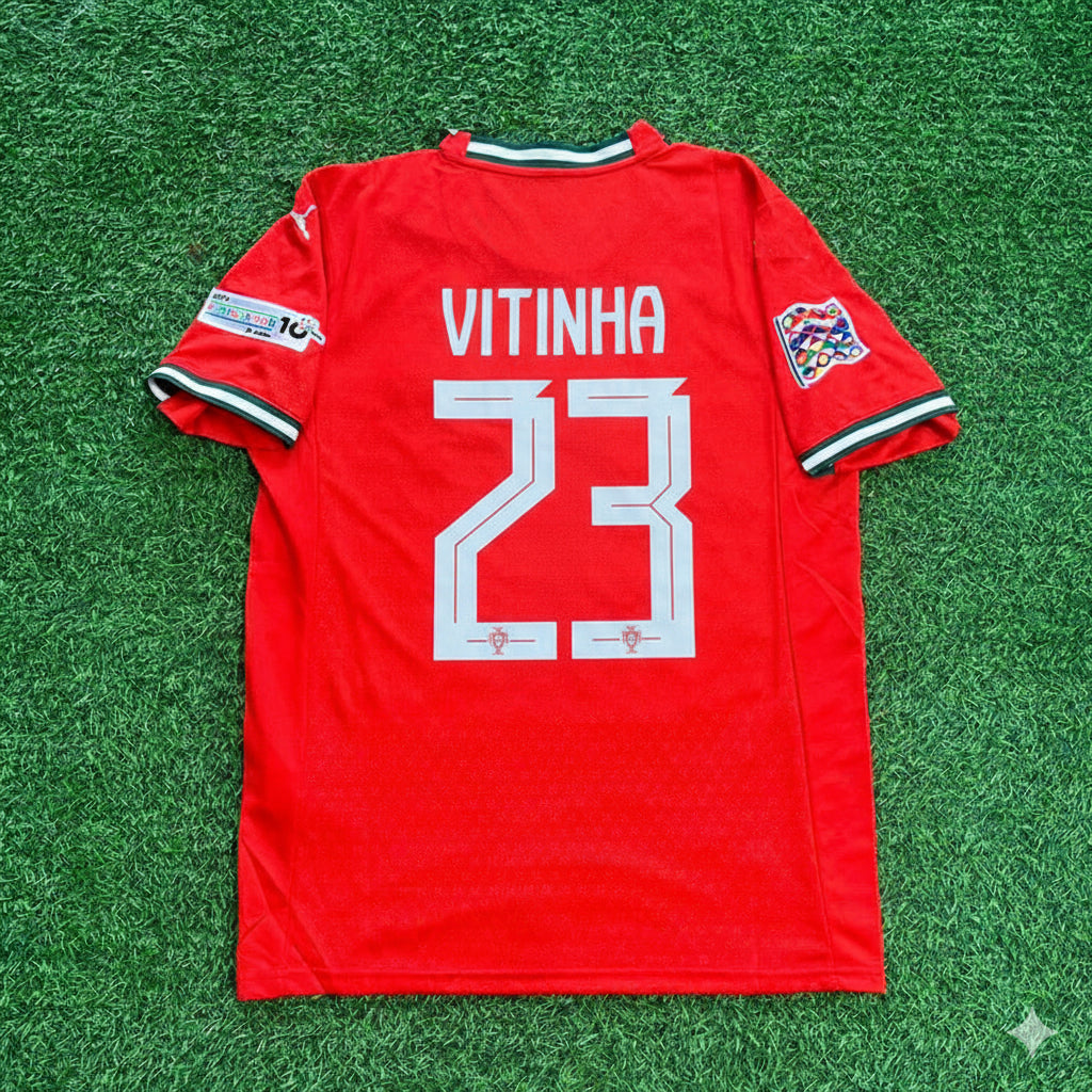 Portugal UEFA Nations League Winner Red Jersey – Vitinha – Back View