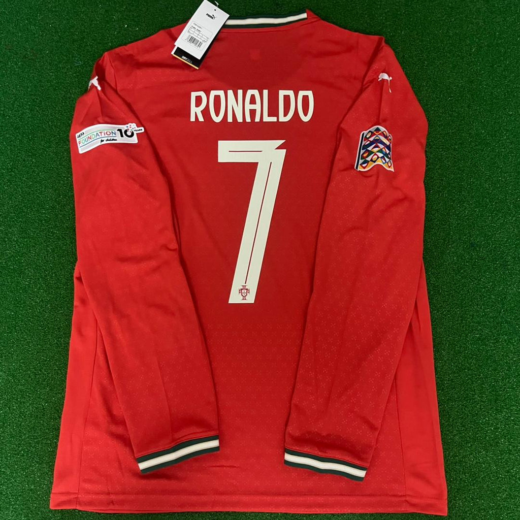 Cristiano Ronaldo Portugal UEFA Nations League Winner Red LS Jersey – Back View