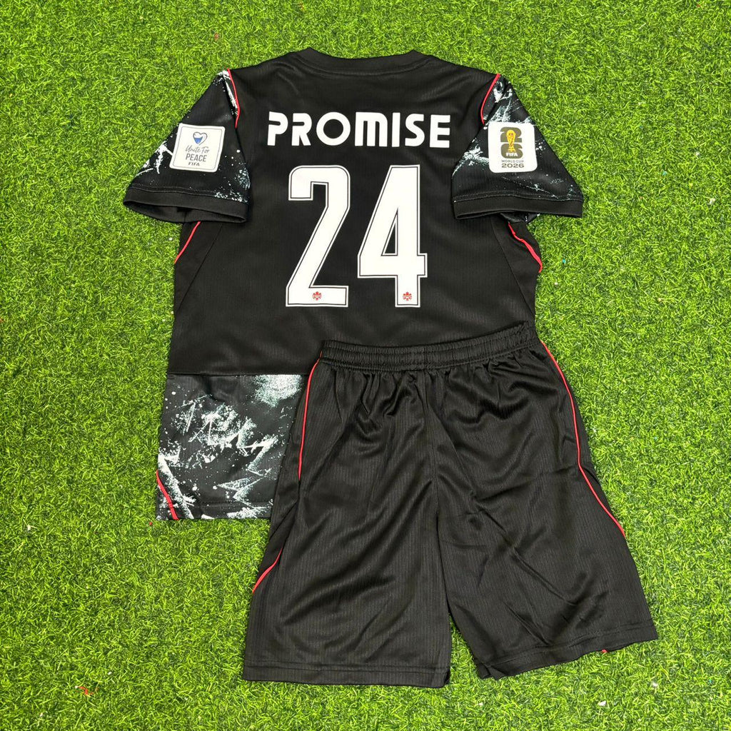 Promise David Canada 2026 World Cup Black Kids Football Jersey – Back View