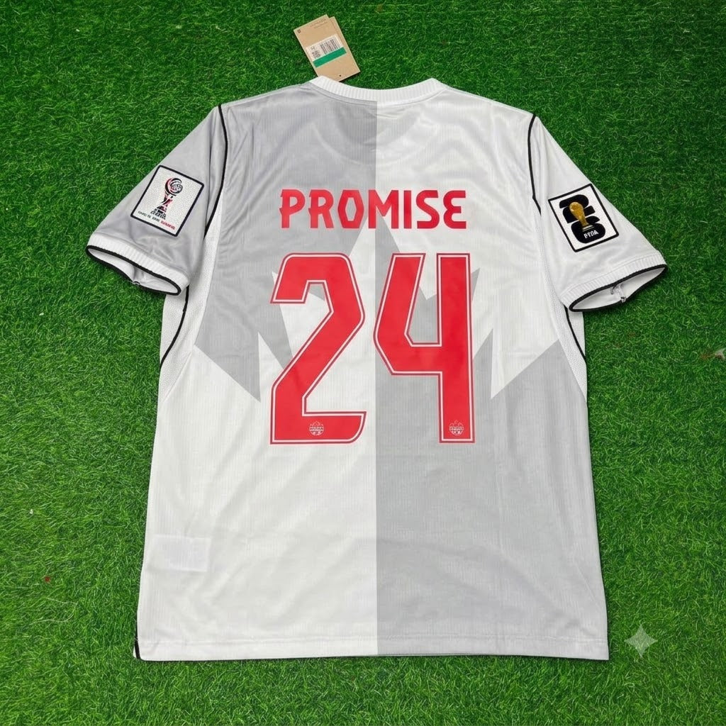 2026 Canada World Cup Promise David #24 Away White Football Jersey – Back View