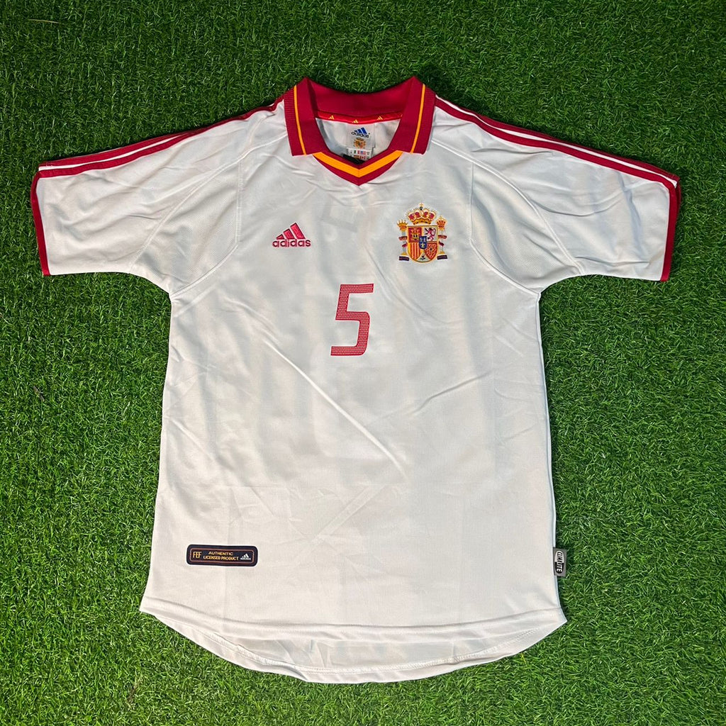 Carles Puyol 02-03 Spain White Retro Football Jersey – Front View