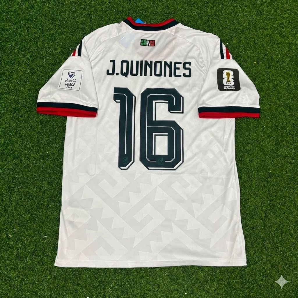 Julian Quiñones Mexico 2026 World Cup Home White Football Jersey – Back View