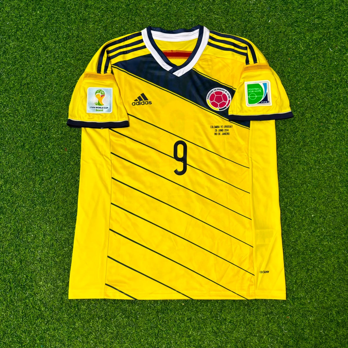 Brazil World Cup Blue Retro Jersey – Radamel Falcao Colombia 2014 – Front View