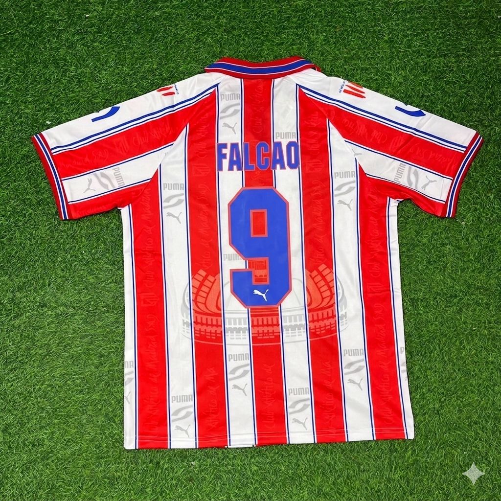 Radamel Falcao Atletico Madrid Retro Football Jersey – Back View