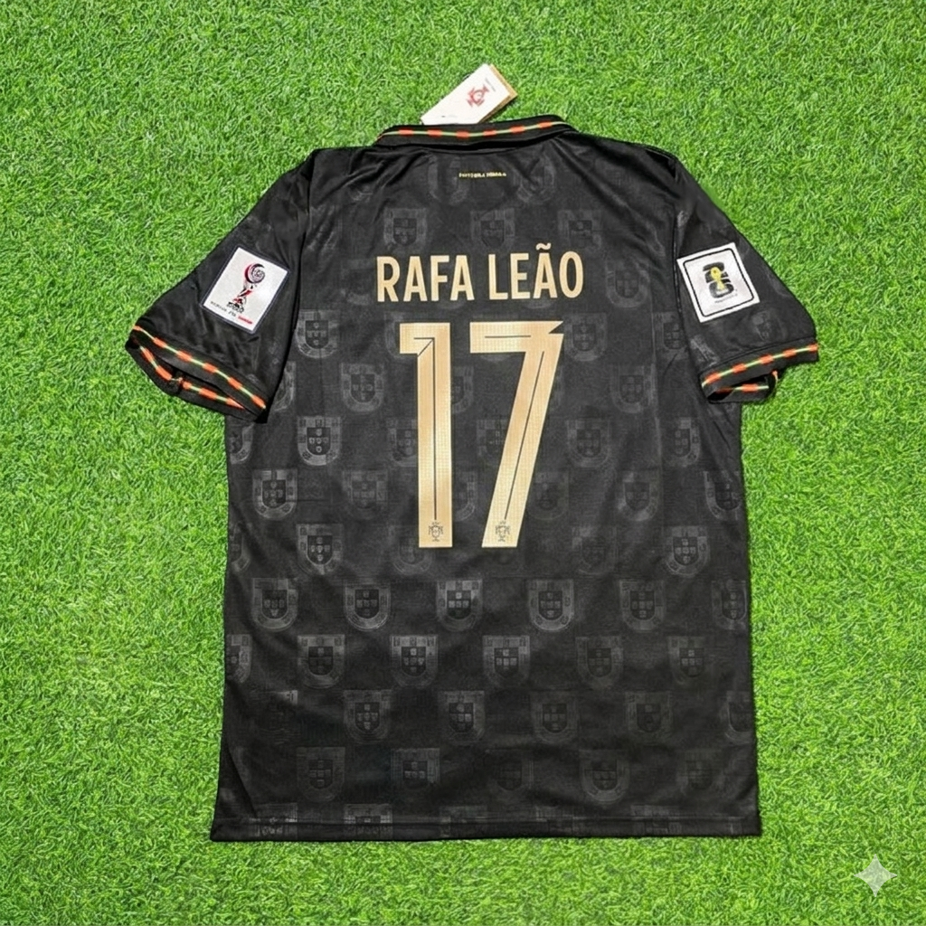 Rafael Leão #17 Portugal 2026 World Cup Black Football Jersey – Back View