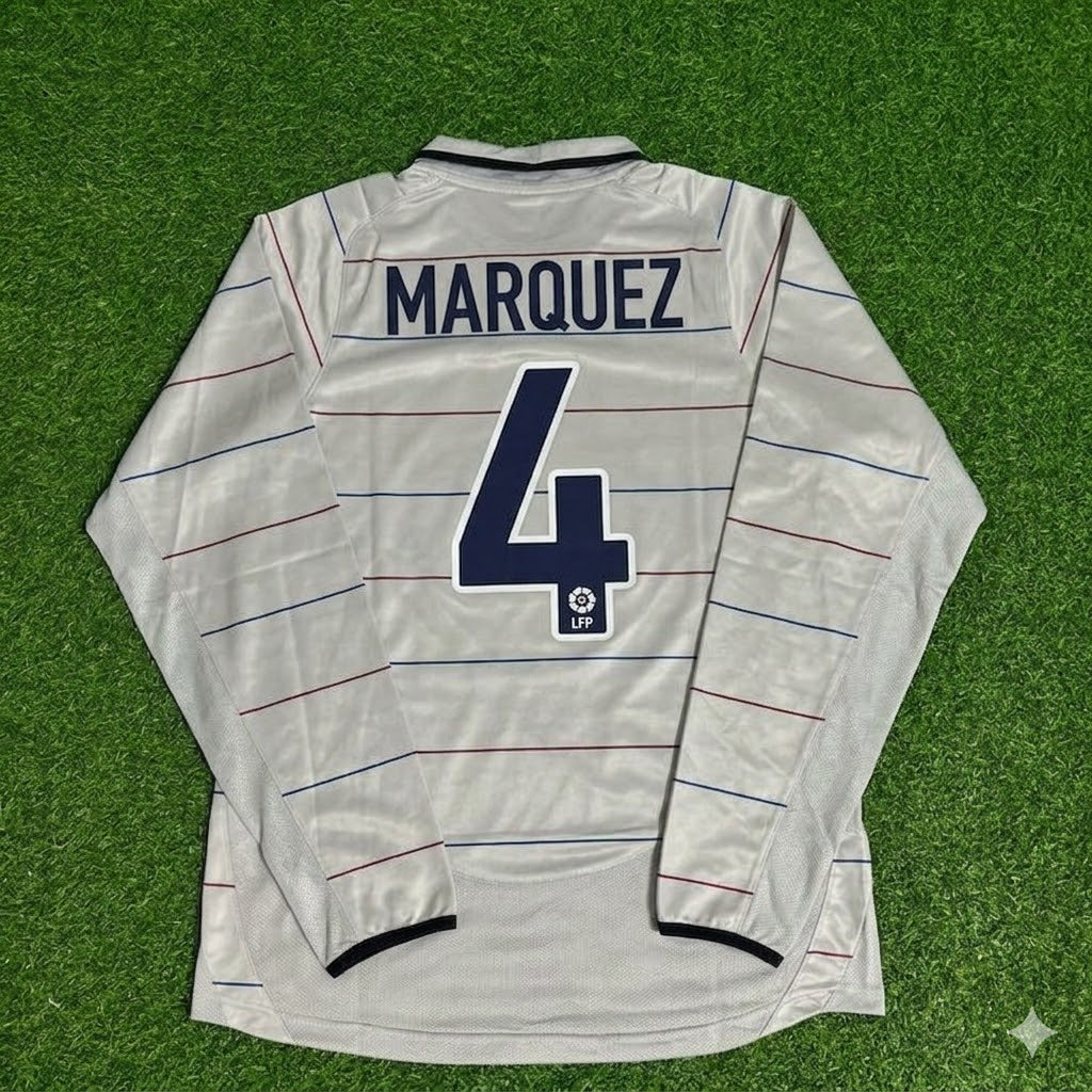2003 Rafael Márquez #4 Barcelona 2004 Away Long Sleeve Retro Football Jersey Collection – Back View