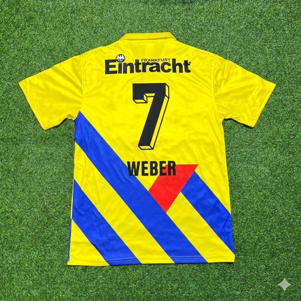 Ralf Weber Eintracht Frankfurt 1993/1996 Retro Yellow Football Jersey – Back View