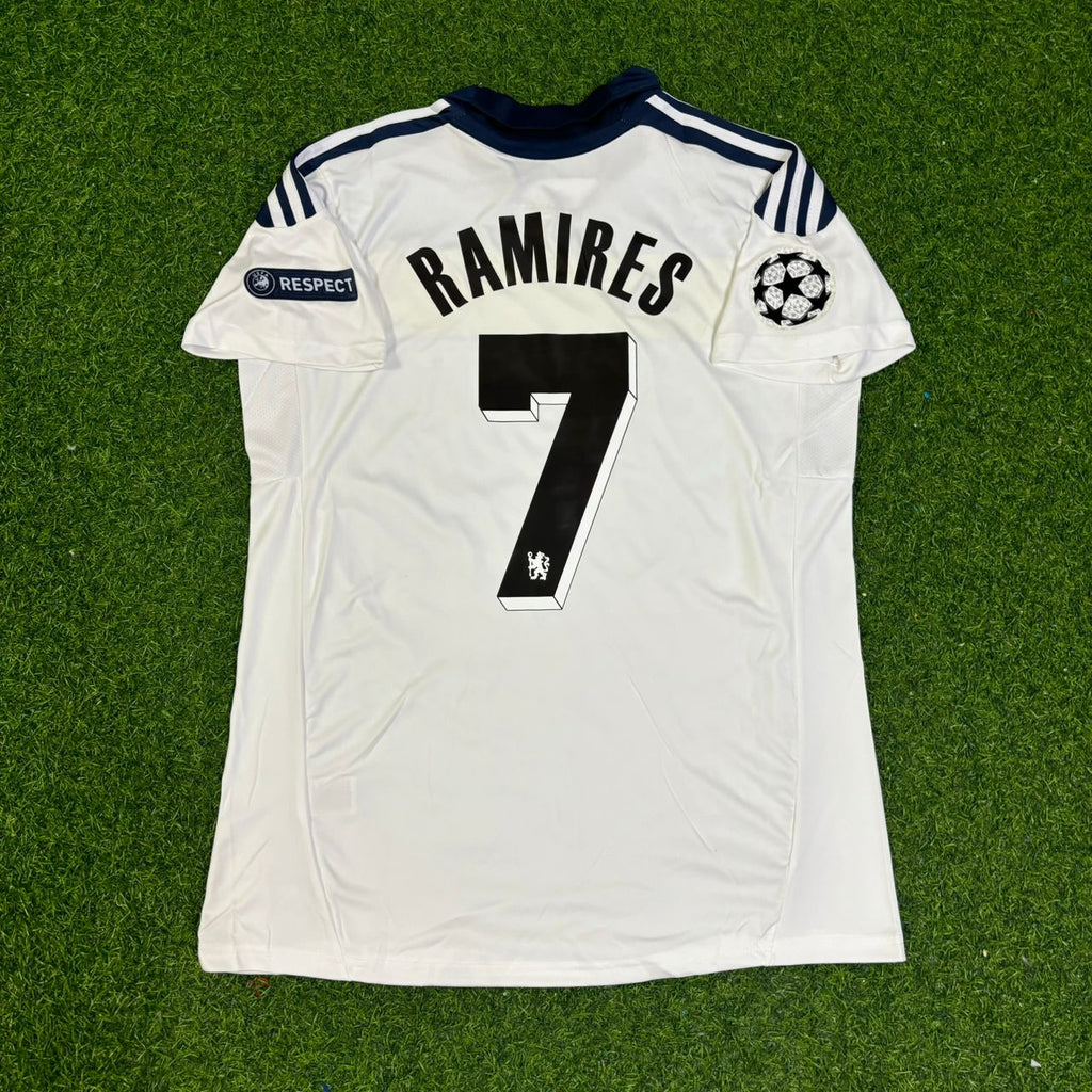 Ramires #7 Chelsea 2011 2012 Champions League White Yellow Retro Jersey – Back View