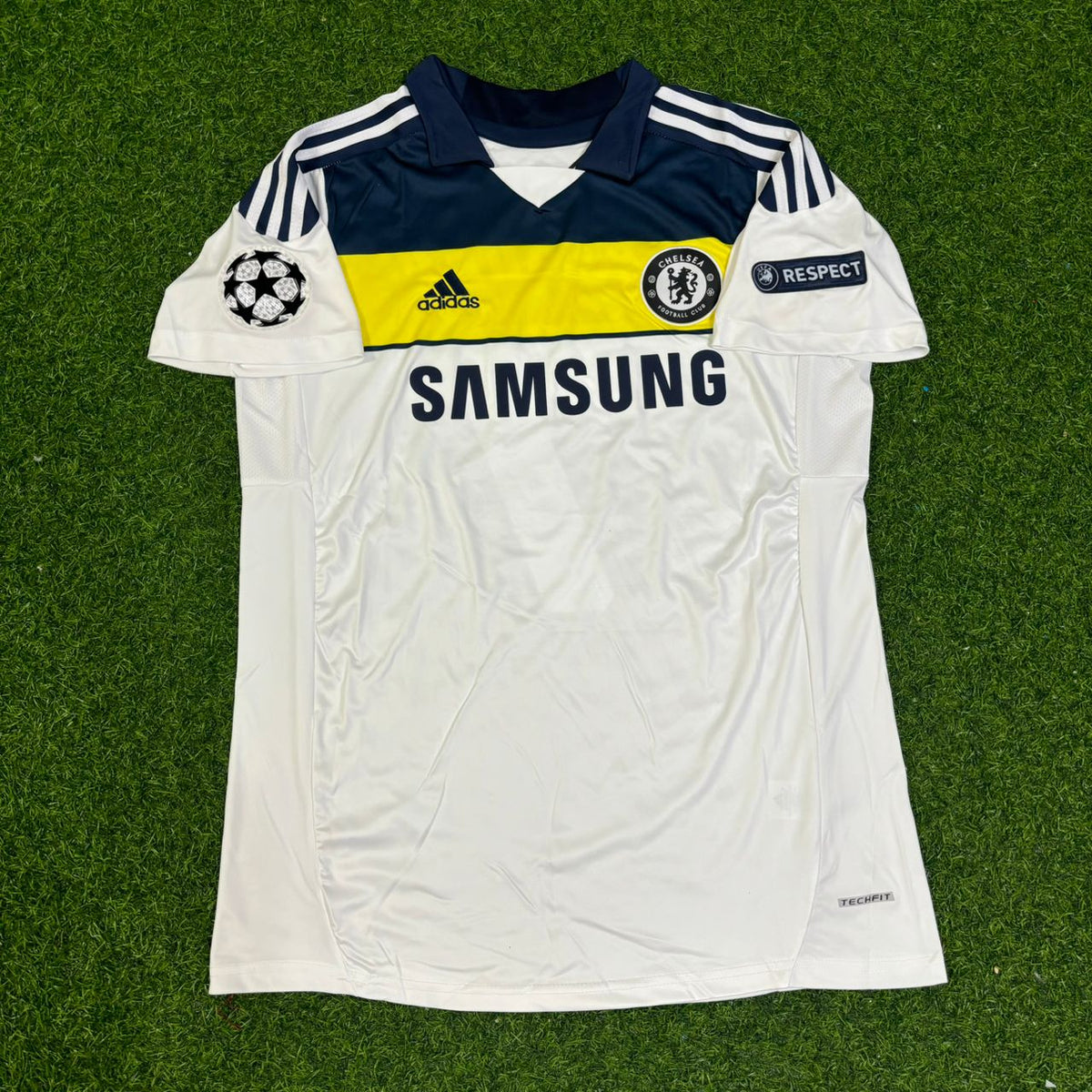 Ramires #7 Chelsea 2011 2012 Champions League White Yellow Retro Jersey – Front View
