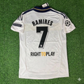 2011 Ramires #7 Chelsea 2012 Champions League White Yellow Retro Football Jersey – Back View