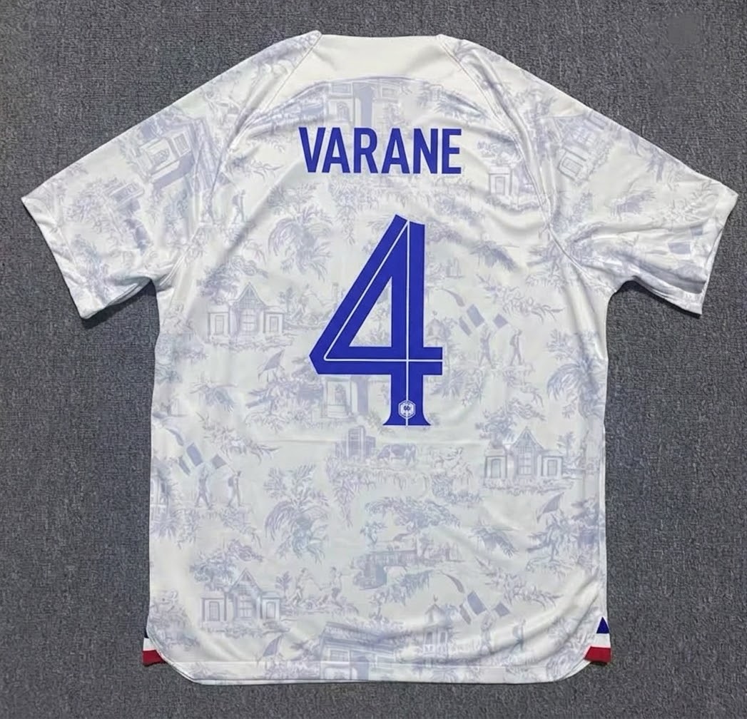 Raphael Varane #4 France 2022 World Cup Away Retro Jersey – Back View
