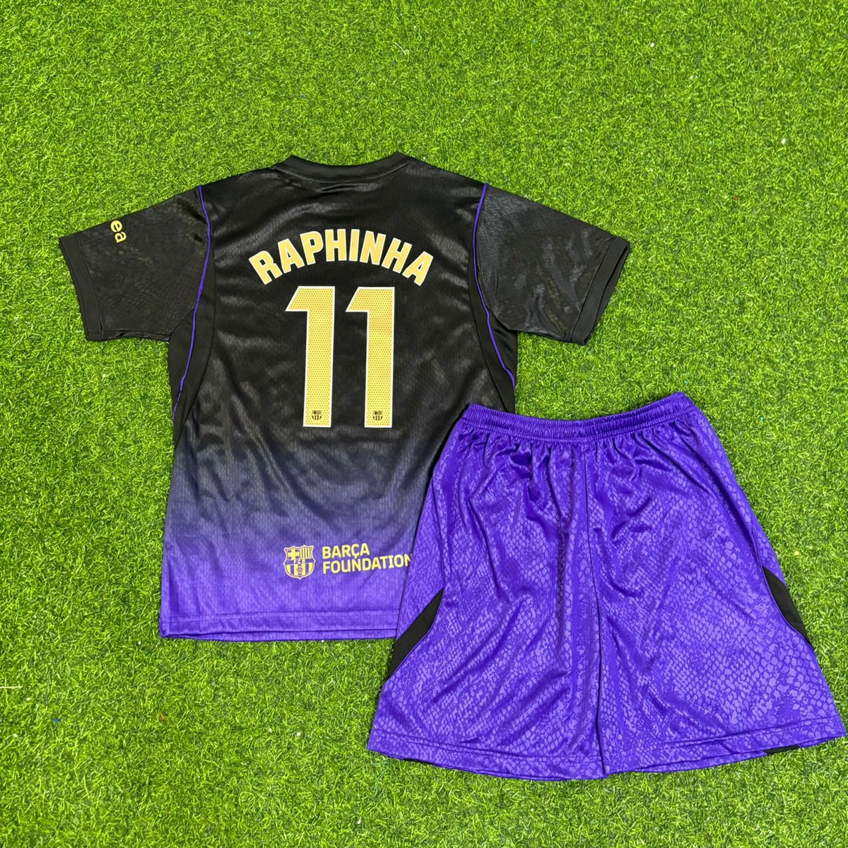 Raphinha #11 Barcelona 2027 New Season Away Kids Jersey – Back View
