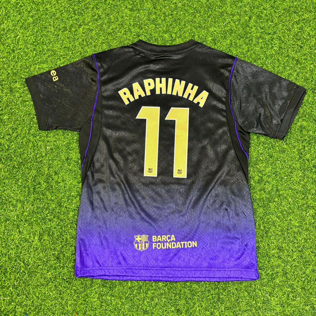 Raphinha #11 Barcelona 2027 New Season Away Kids Jersey – Detailed View