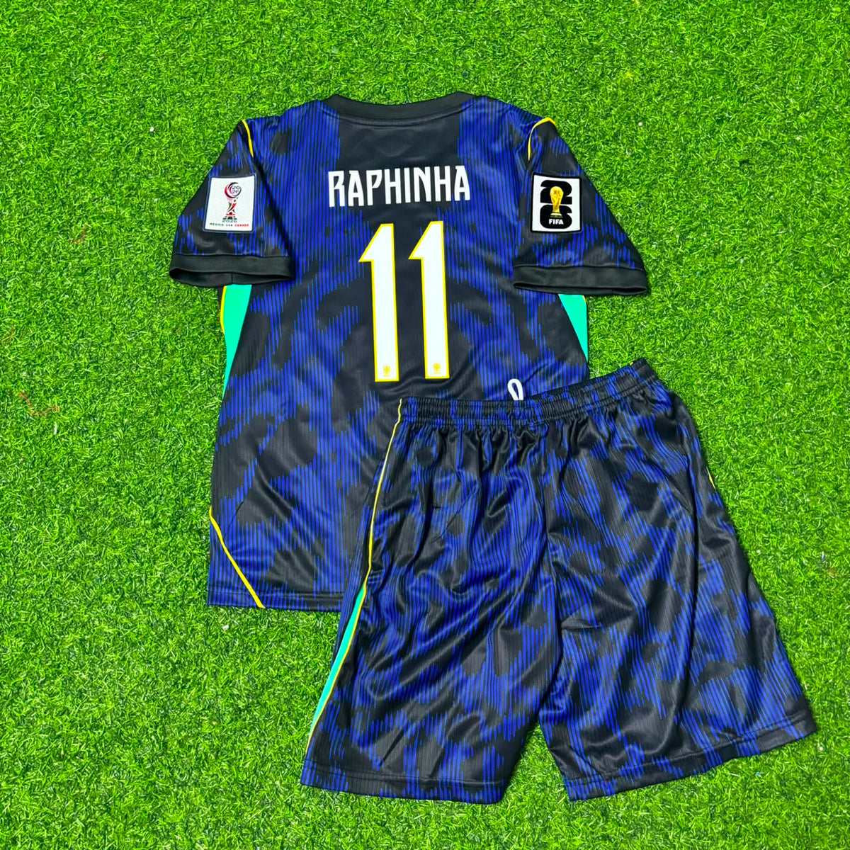 Raphinha #11 Brazil 2026 World Cup Kids New Season Football Jersey – Back View