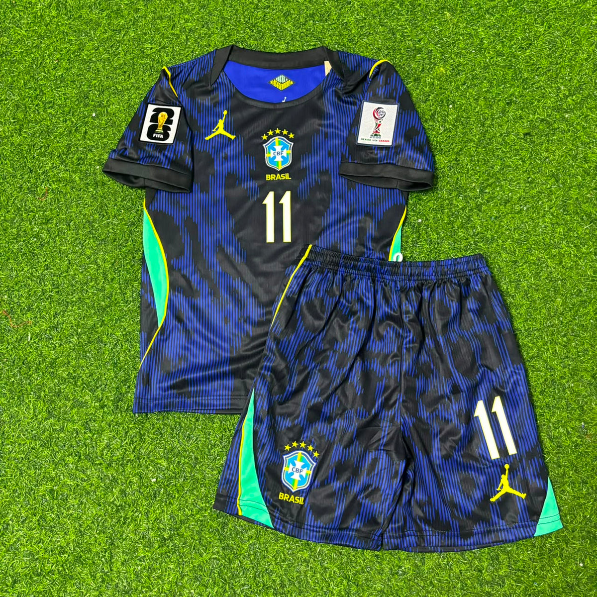 Raphinha #11 Brazil 2026 World Cup Kids New Season Football Jersey – Front View