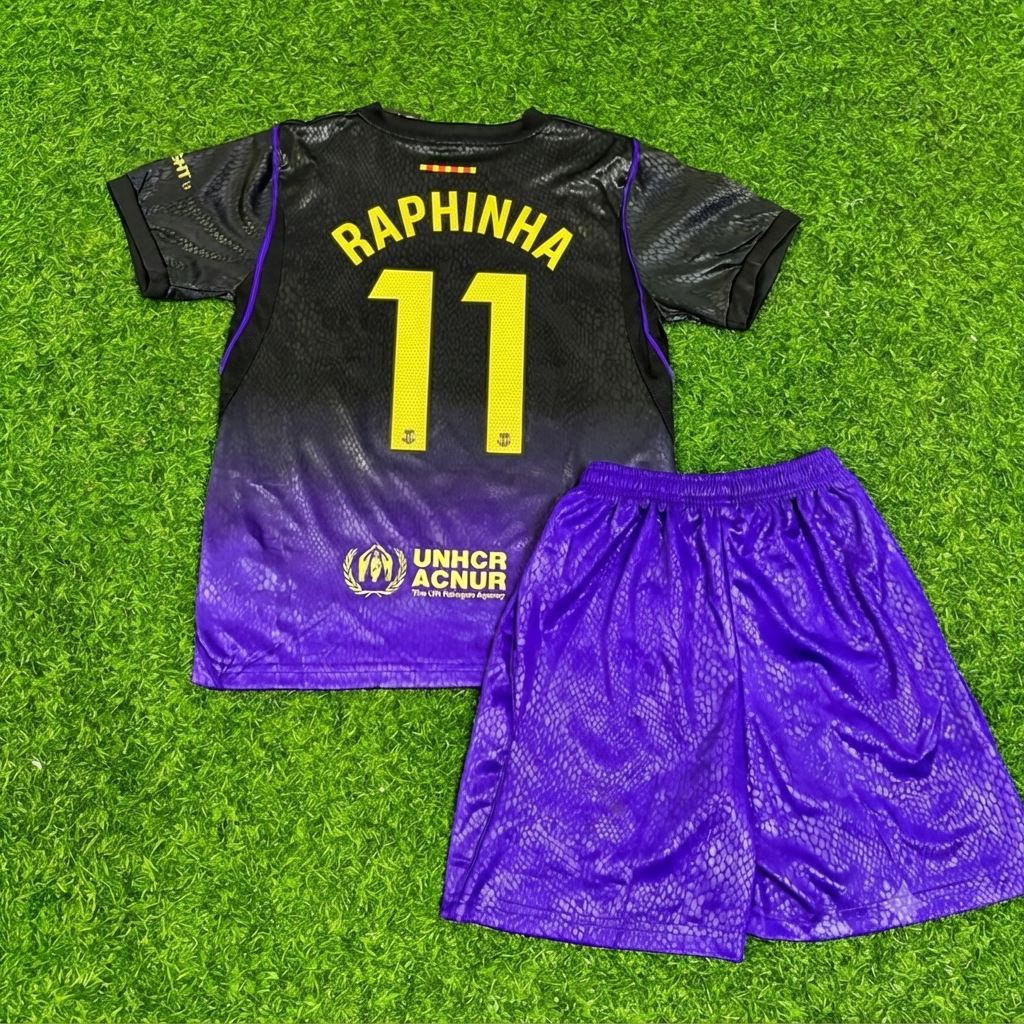 2027 Raphinha #11 Barcelona Away Kids Football Jersey – Back View