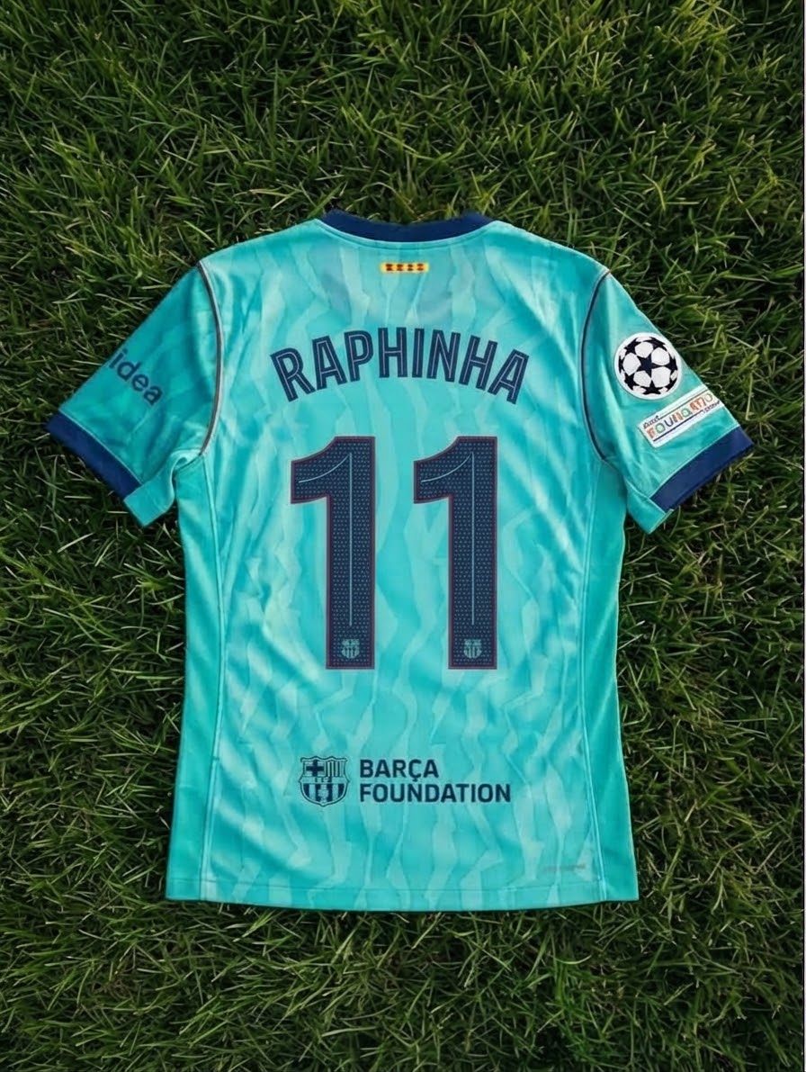 Raphinha #11 Barcelona 2026/2027 New Season Third Champions League Patch Football Jersey – Back View