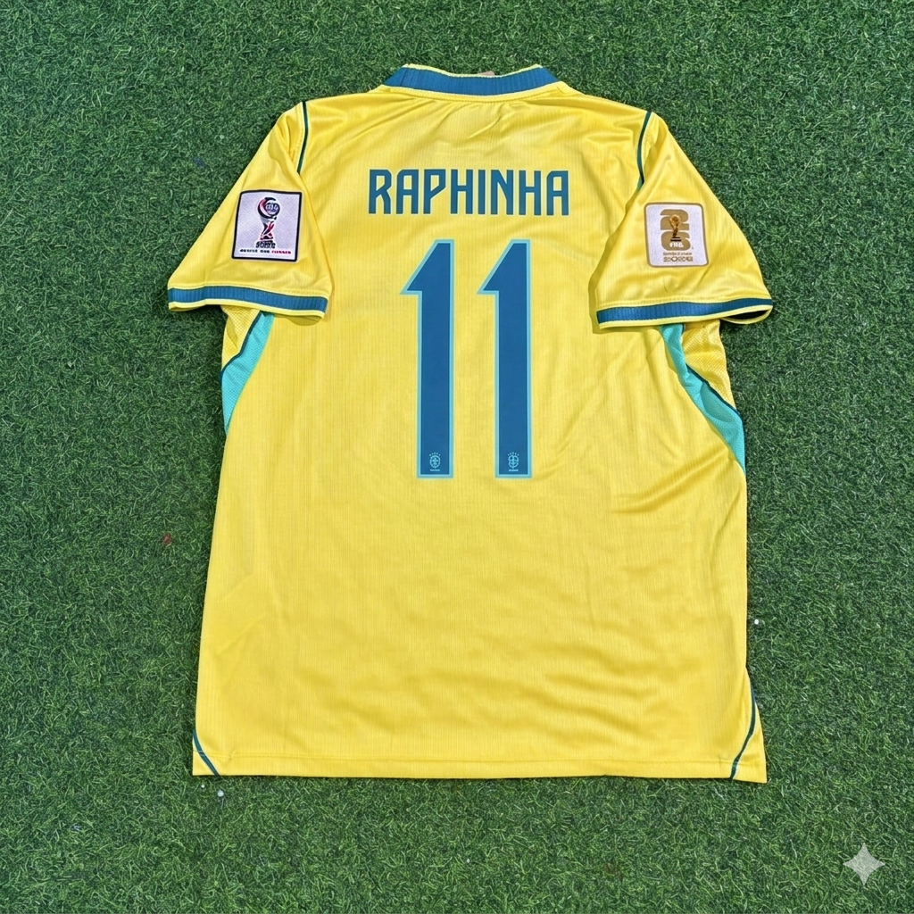 Raphinha #11 Brazil 2026 World Cup Yellow Home Football Jersey – Back View