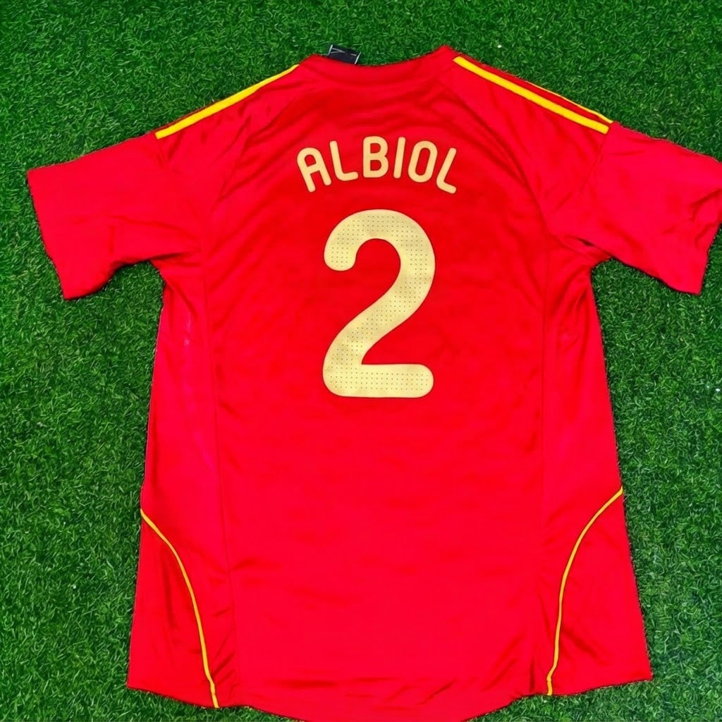 Raul Albiol #2 Spain EURO 2008 Red Home Retro Football Jersey – Back View
