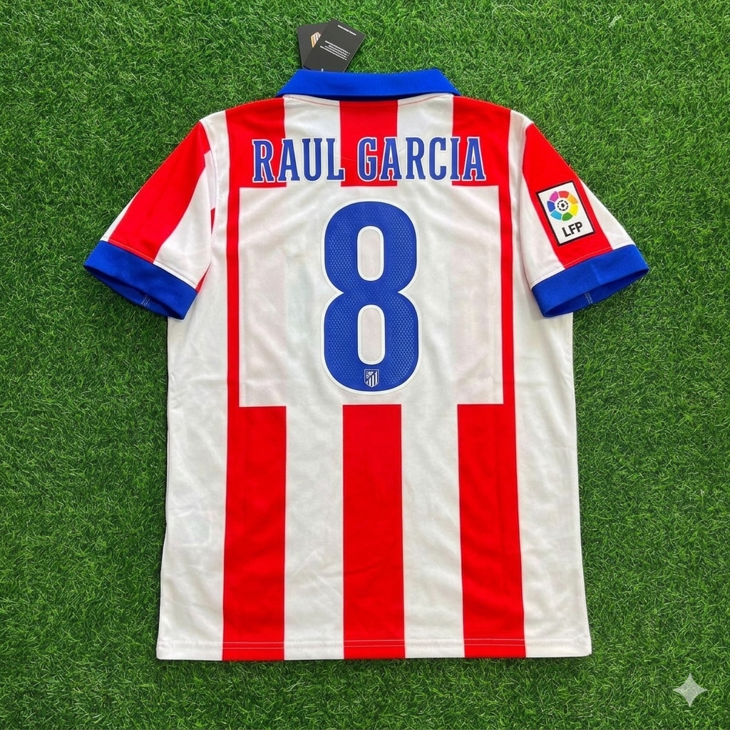 Atlético Madrid Home 2014/15 Retro Kit Jersey – Raul Garcia 8 – Back View