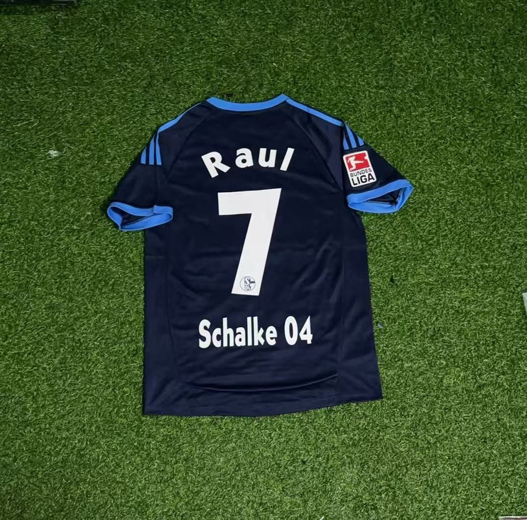 Schalke 04 Raul Gonzalez Retro Away Heimtrikot 10-11 Rot Fußball – Back View