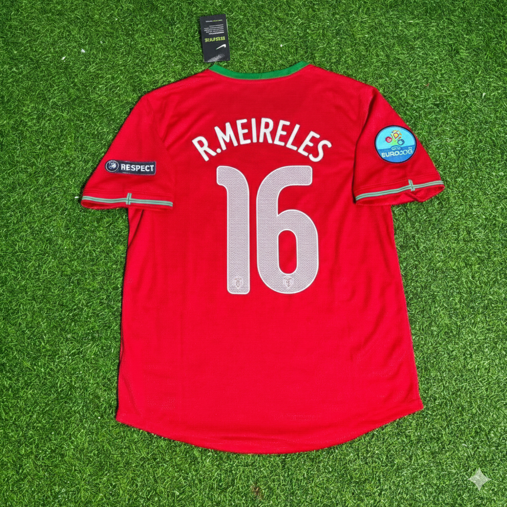 2012 Portugal EURO Raul Meireles Red Retro Football Jersey – Back View
