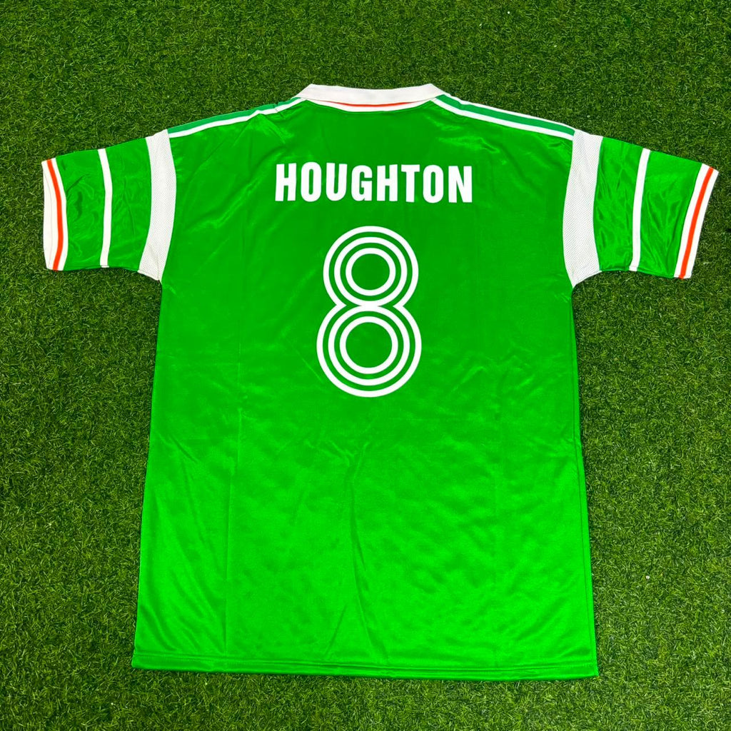 Ray Houghton Ireland 1988/90 Retro Green Football Jersey – Back View