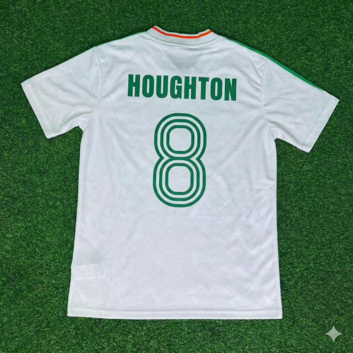 Ireland White Legendary Anniversary Retro Football Jersey – Ray Houghton – Back View