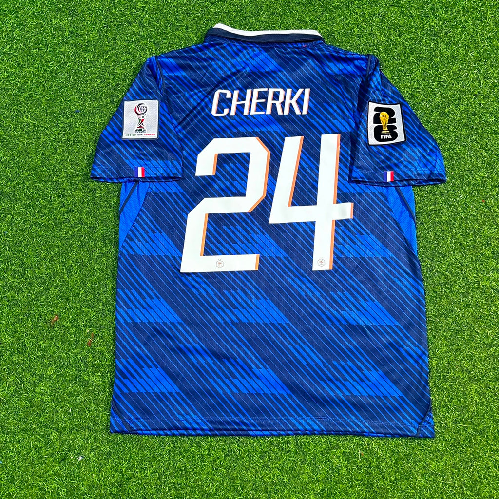 France Home 2026 World Cup Blue Football Jersey – Rayan Cherki 24- – Back View