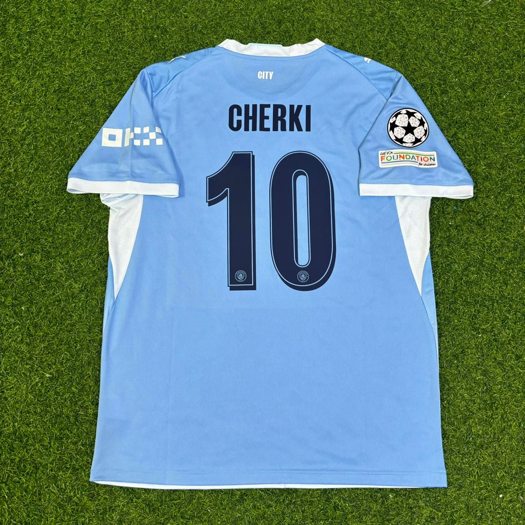 Rayan Cherki #10 Manchester City 2026-27 Home New Season Champions League Patch Jersey – Back View
