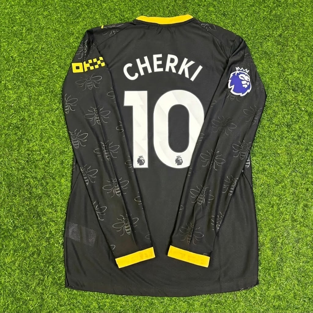 Rayan Cherki #10 Manchester City 2026/2027 New Season Away Black Long Sleeve Jersey – Back View