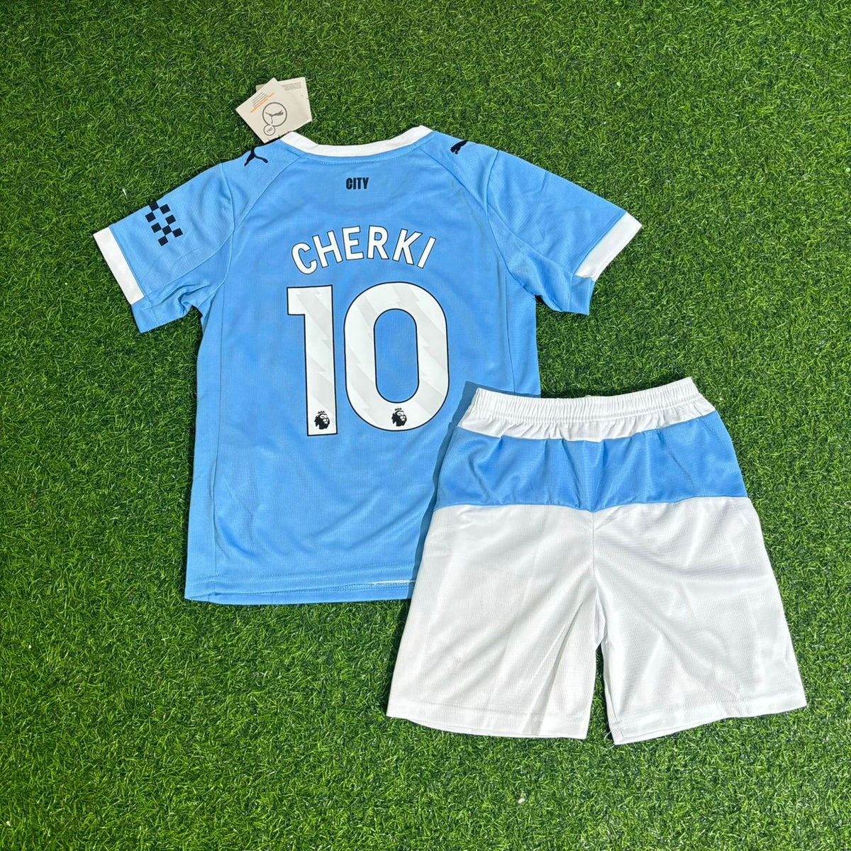 Rayan Cherki Manchester City Kids Home Football Jersey Collection – Back View