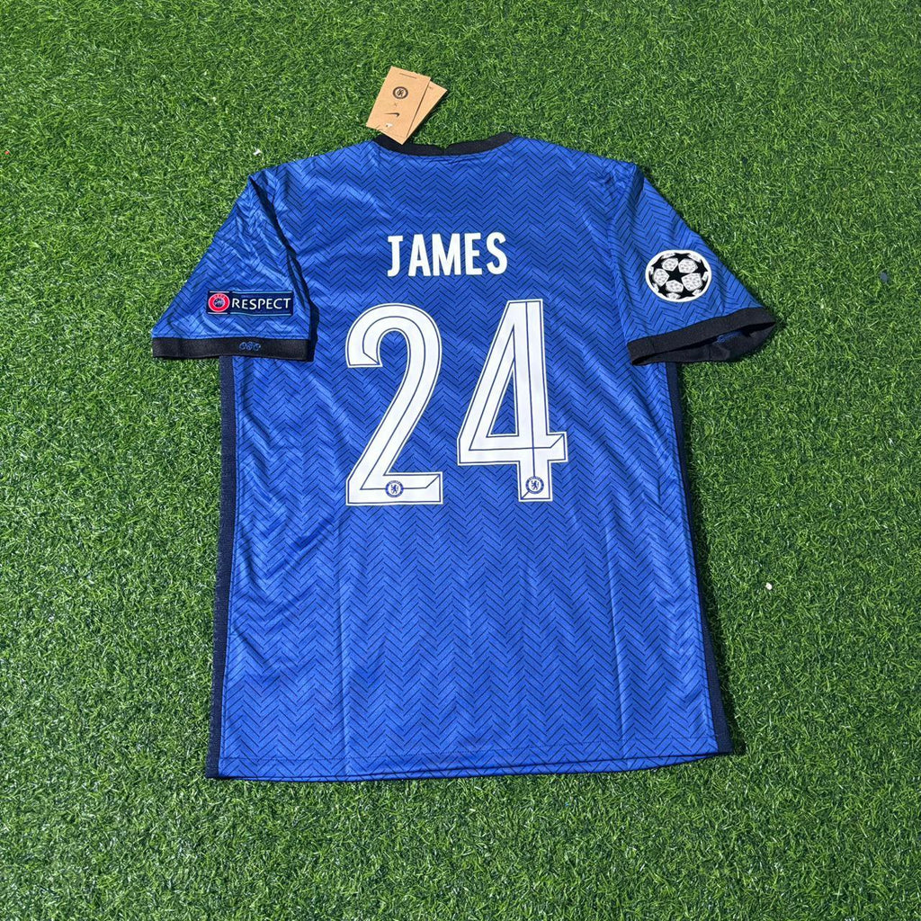 2021 Reece James Chelsea Champions League Final Porto Blue Retro Football Jersey – Back View