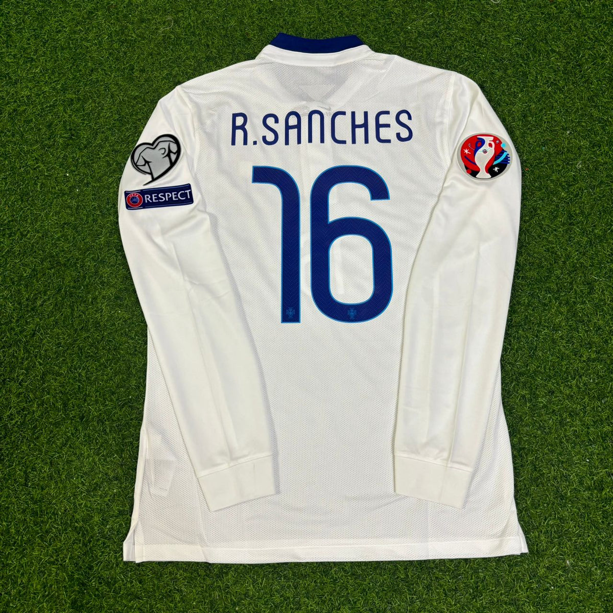 Portugal EURO 2016 White Long Sleeve Retro Football Jersey – Renato Sanches – Back View