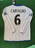 Ricardo Carvalho 6 Chelsea Away 2004 Retro White Long Sleeve Jersey Kit – Back View