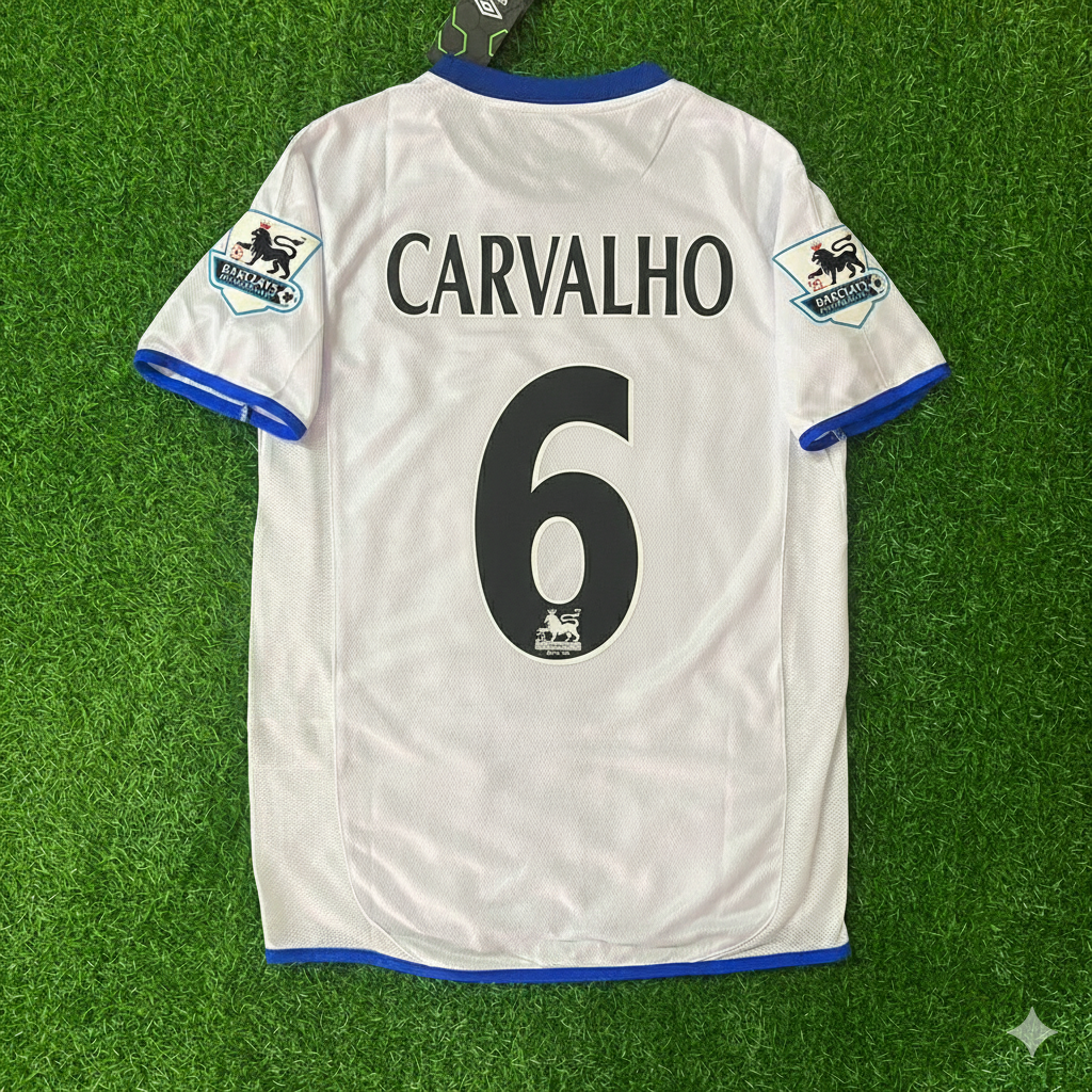 Ricardo Carvalho Chelsea Away 2004 Retro Football Jersey – Back View