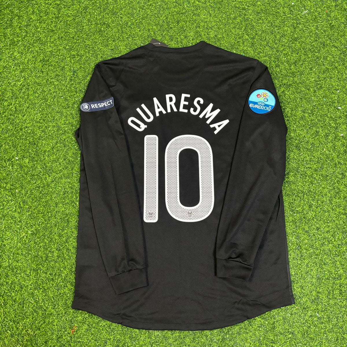 Ricardo Quaresma #10 Portugal Euro 2012 Away Black Long Sleeve Retro Football Jersey – Back View