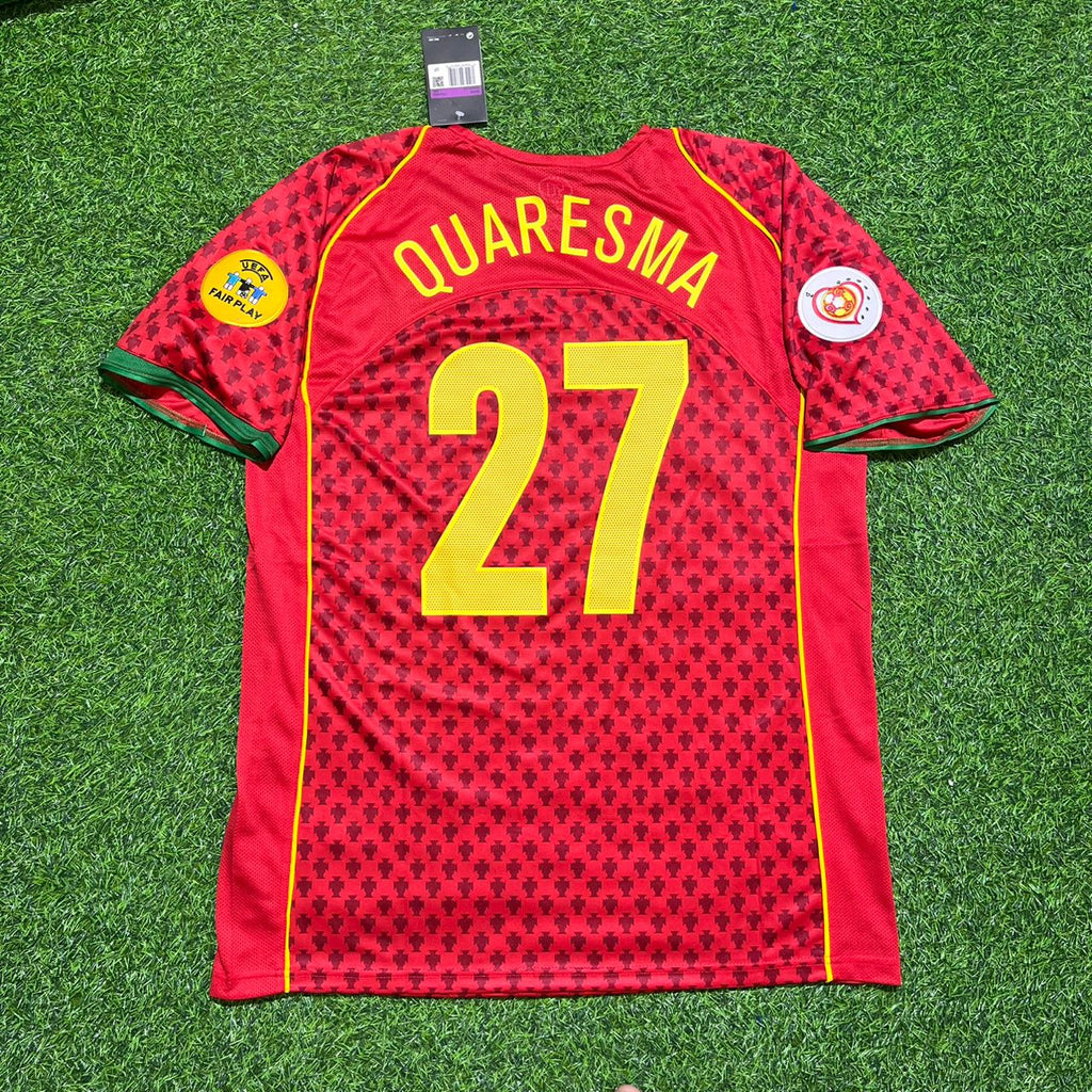 2004 Ricardo Quaresma EURO Retro Home Red Football Jersey – Back View